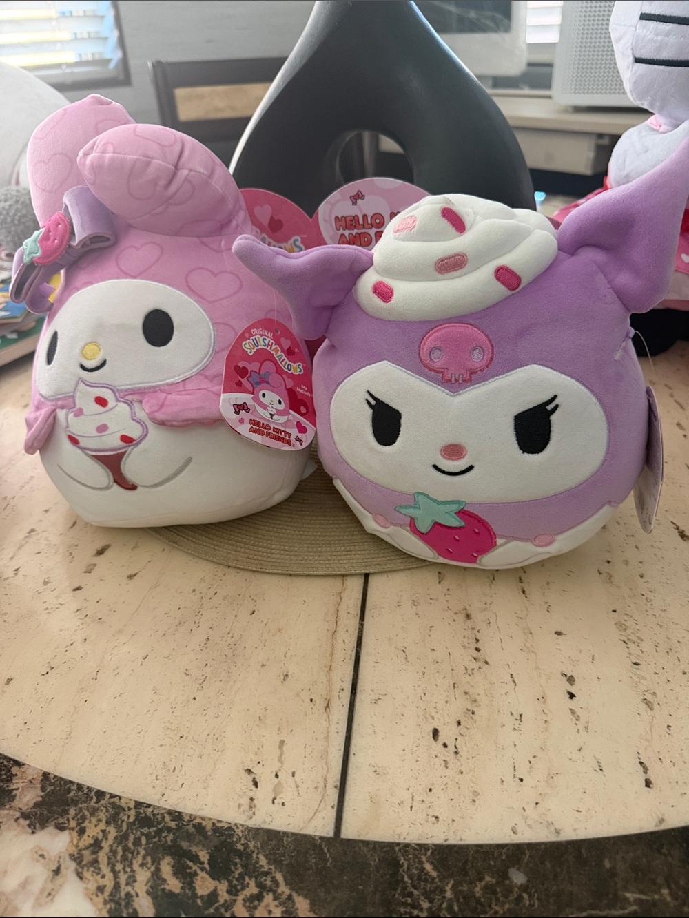 Sanrio My Melody & Kuromi x Squishmallows 10" Plush Duo w/Ice cream & Strawberry